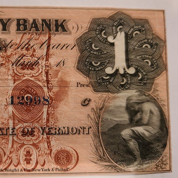 Windham County Bank, Vermont, $1 Obsolete Banknote From the 1860s - Picture 5 of 6